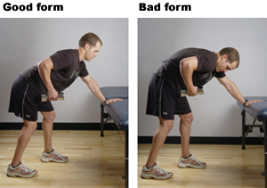 Good Form and Bad Form Demonstrated for Back Rows